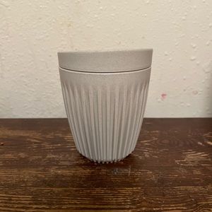 Huskee Cup + Lid 8oz Natural Made From Coffee husk Ribbed Reusable Sustainable